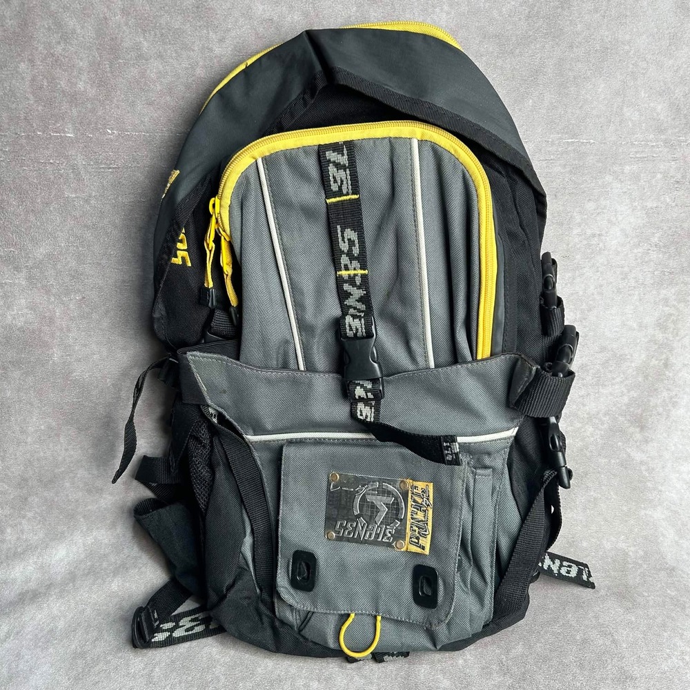 Vintage Senate Brand Aggressive Inline Skate Backpack Grey Black Yellow 90s